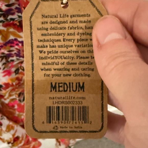 Natural Life Colorful Floral Dress M Red Pink Orange Open Back Sleeveless - Picture 3 of 5